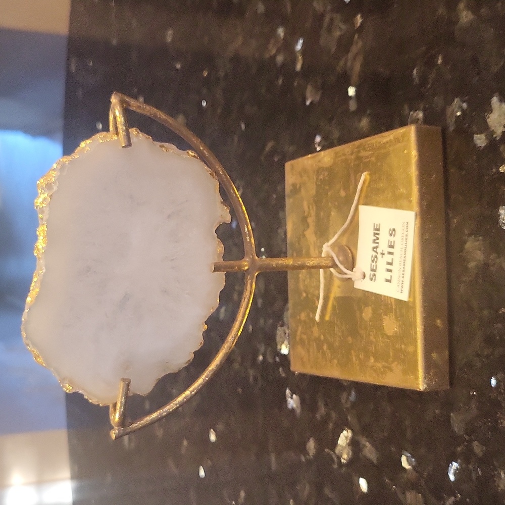 Creative co-op decorative Agate Stone slice on metal stand